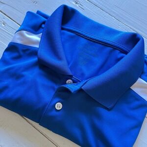 Chaps Golf Mens 2XLT Royal Blue Performance Polo Shirt Short Sleeve‎ Colorblock